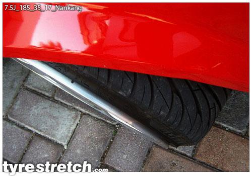 An example of tyre stretch: 185/35 R17 on 7.5J – NANKANG
