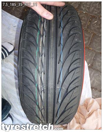An example of tyre stretch: 185/35 R17 on 7.5J