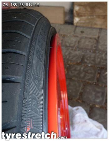 An example of tyre stretch: 185/35 R17 on 7.5J