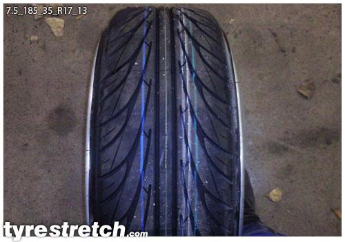 An example of tyre stretch: 185/35 R17 on 7.5J