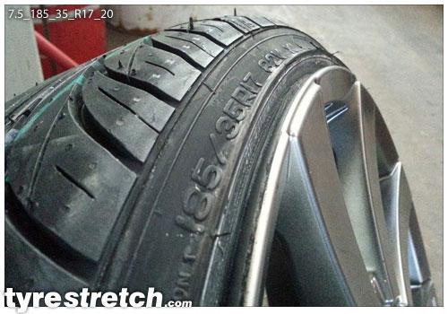 An example of tyre stretch: 185/35 R17 on 7.5J