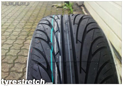An example of tyre stretch: 185/35 R17 on 7.5J