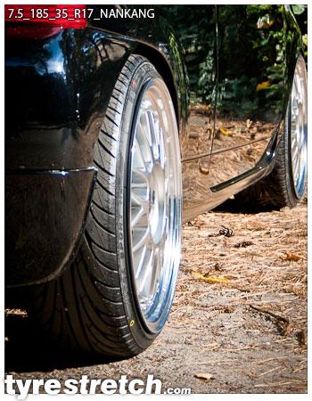 An example of tyre stretch: 185/35 R17 on 7.5J – NANKANG