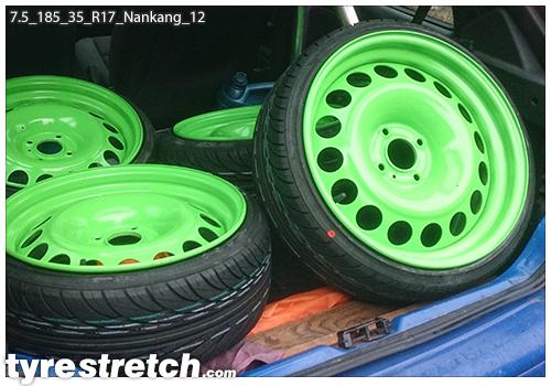 An example of tyre stretch: 185/35 R17 on 7.5J – NANKANG