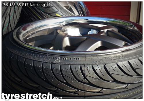 An example of tyre stretch: 185/35 R17 on 7.5J – NANKANG