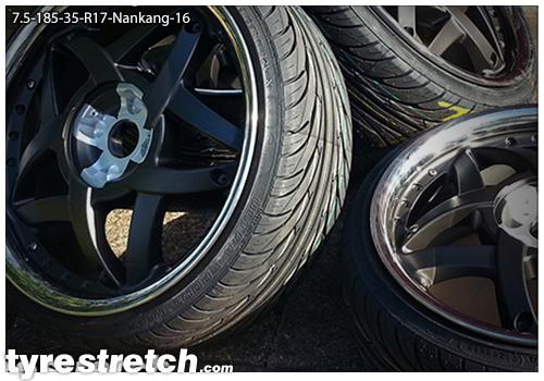 An example of tyre stretch: 185/35 R17 on 7.5J – NANKANG