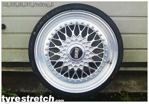 An example of tyre stretch: 185/35 R17 on 7.5J – NANKANG