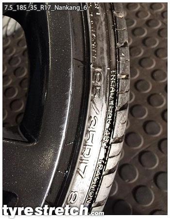 An example of tyre stretch: 185/35 R17 on 7.5J – NANKANG