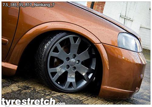 An example of tyre stretch: 185/35 R17 on 7.5J – NANKANG