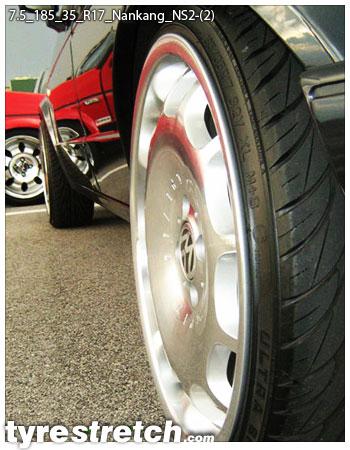 An example of tyre stretch: 185/35 R17 on 7.5J – NANKANG