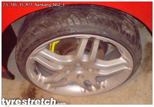 An example of tyre stretch: 185/35 R17 on 7.5J – NANKANG