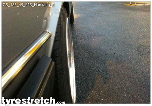 An example of tyre stretch: 185/45 R15 on 7.5J – NANKANG