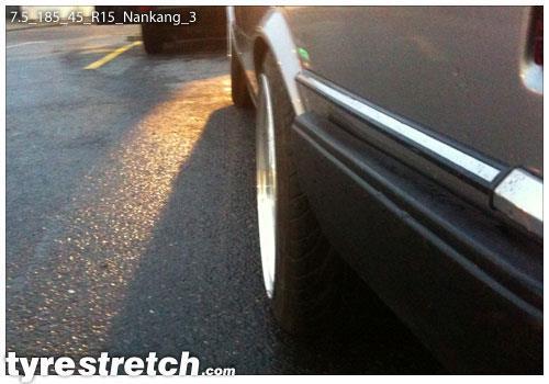 An example of tyre stretch: 185/45 R15 on 7.5J – NANKANG