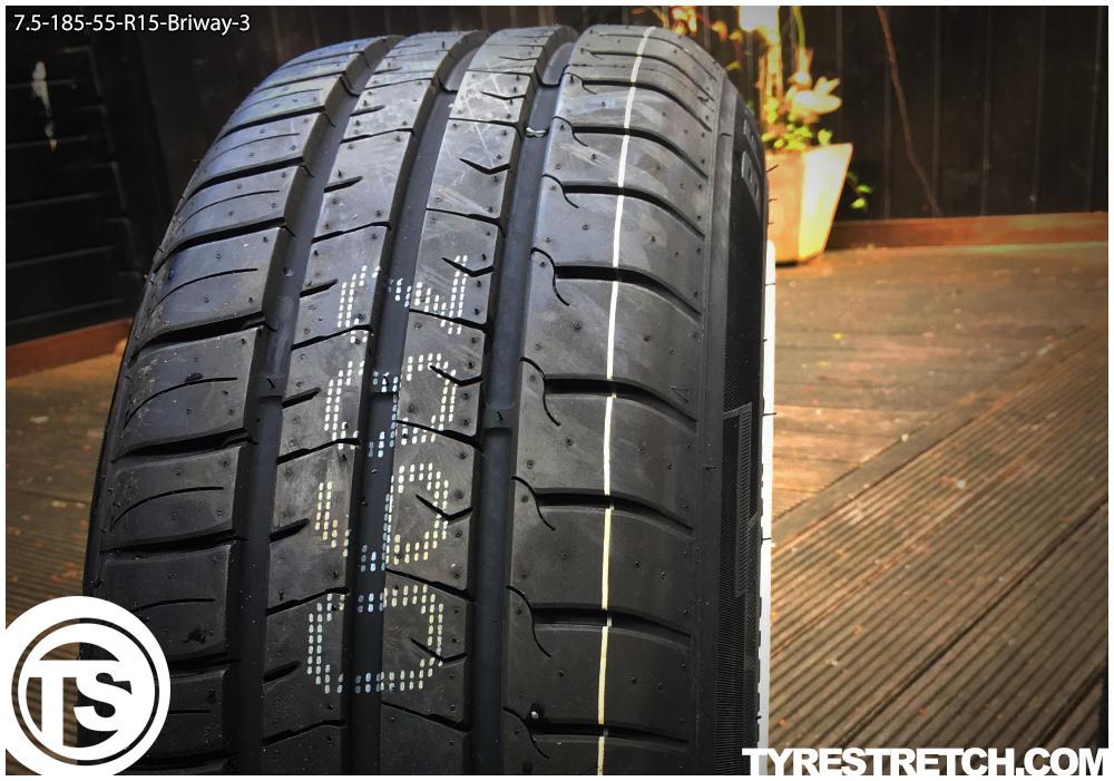 An example of tyre stretch: 185/55 R15 on 7.5J – BRIWAY