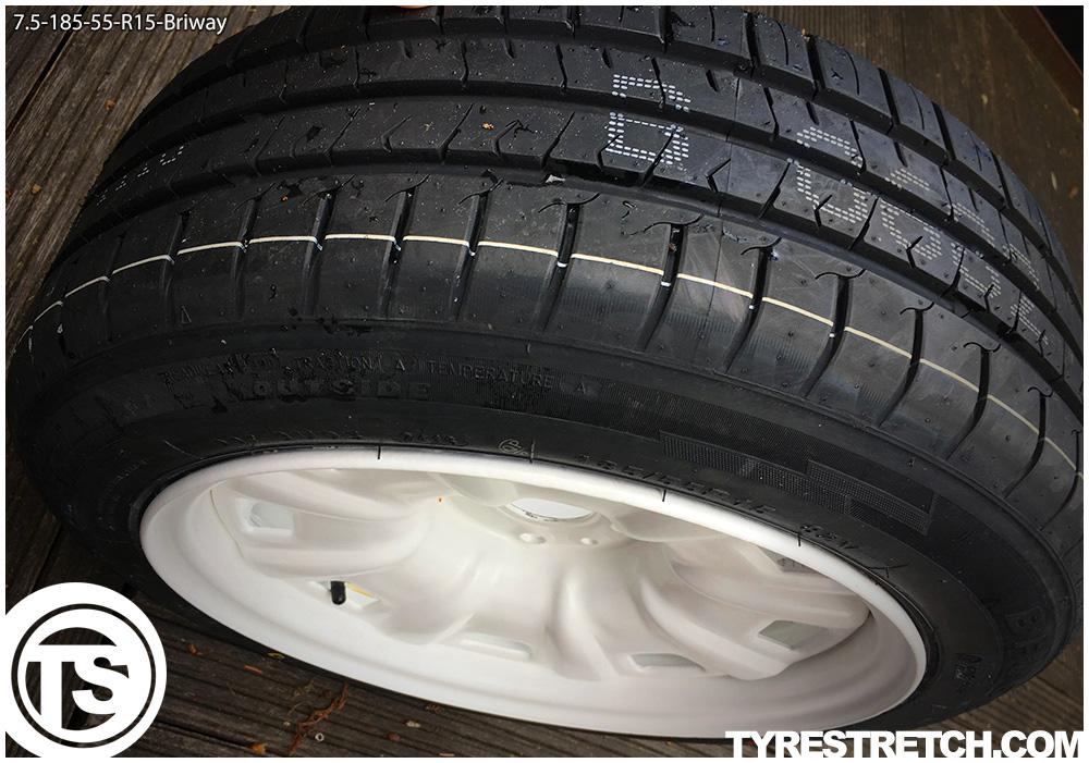 An example of tyre stretch: 185/55 R15 on 7.5J – BRIWAY