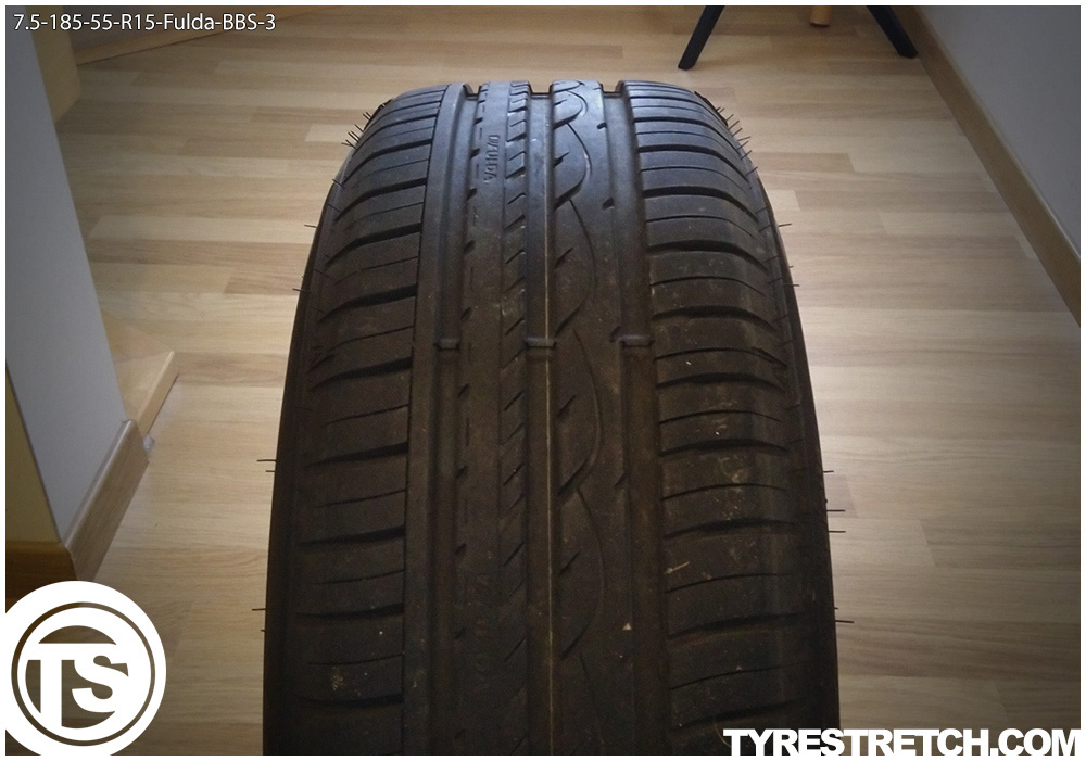 An example of tyre stretch: 185/55 R15 on 7.5J – FULDA (BBS)