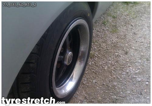 An example of tyre stretch: 185/60 R13 on 7.5J