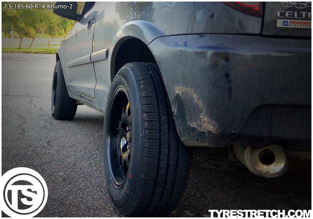 An example of tyre stretch: 185/60 R14 on 7.5J – KUMHO