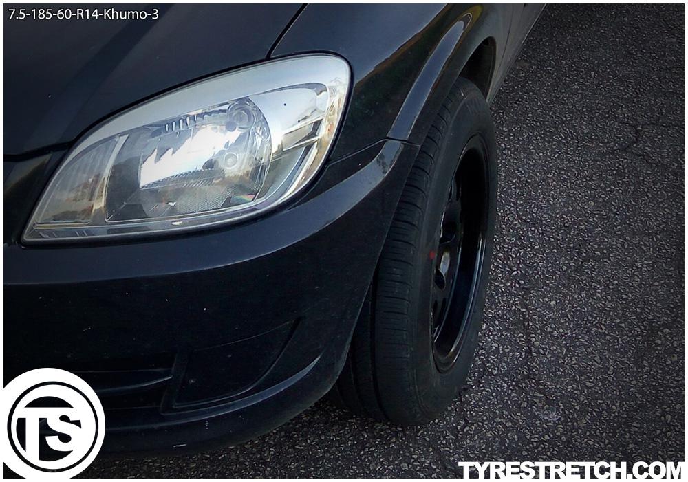 An example of tyre stretch: 185/60 R14 on 7.5J – KUMHO