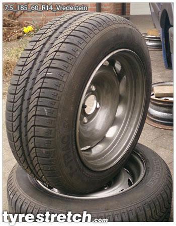 An example of tyre stretch: 185/60 R14 on 7.5J – VREDESTEIN