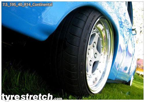 An example of tyre stretch: 195/40 R14 on 7.5J – CONTINENTAL