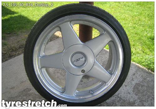 An example of tyre stretch: 195/40 R16 on 7.5J – DUNLOP