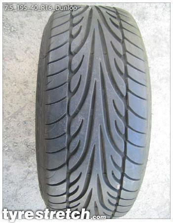An example of tyre stretch: 195/40 R16 on 7.5J – DUNLOP