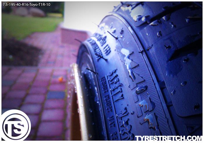 An example of tyre stretch: 195/40 R16 on 7.5J – TOYO