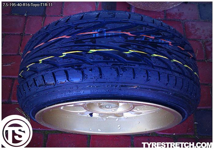 An example of tyre stretch: 195/40 R16 on 7.5J – TOYO