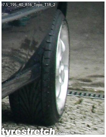 An example of tyre stretch: 195/40 R16 on 7.5J – TOYO