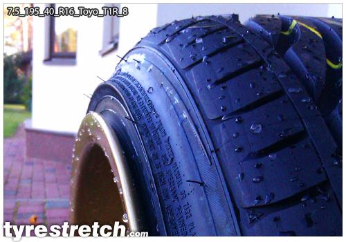 An example of tyre stretch: 195/40 R16 on 7.5J – TOYO