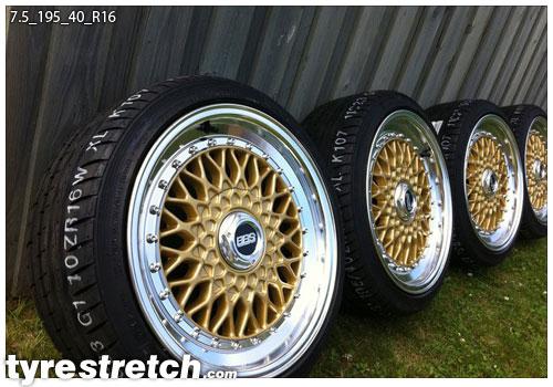 An example of tyre stretch: 195/40 R16 on 7.5J