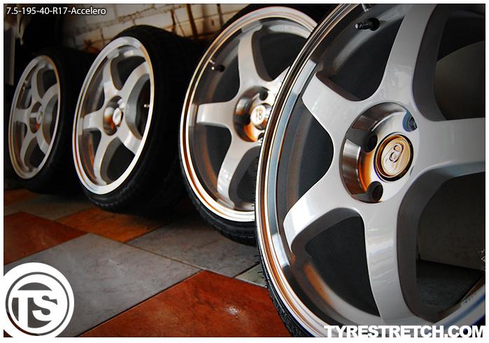 An example of tyre stretch: 195/40 R17 on 7.5J – ACCELERA