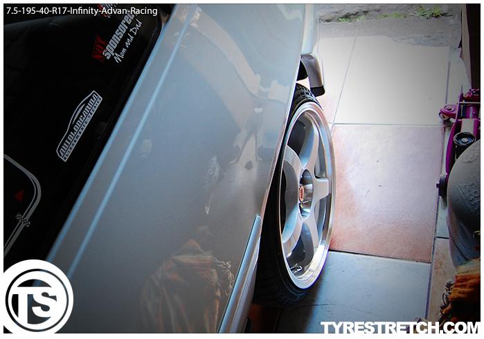 An example of tyre stretch: 195/40 R17 on 7.5J (INFINITY)