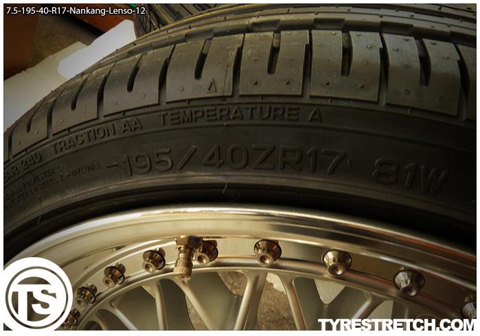 An example of tyre stretch: 195/40 R17 on 7.5J – NANKANG (LENSO)