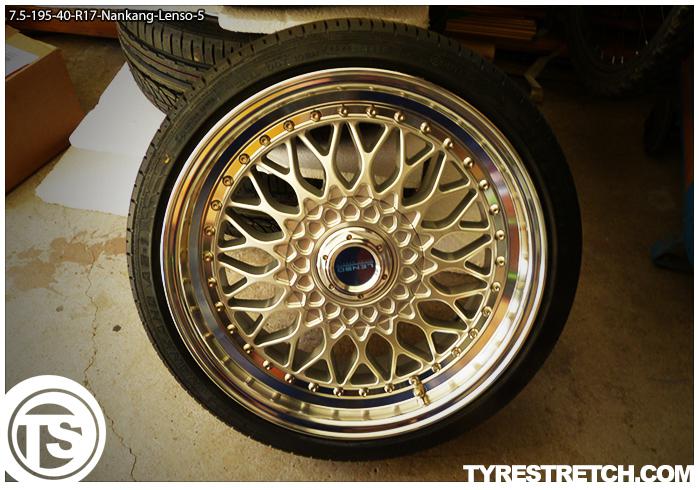 An example of tyre stretch: 195/40 R17 on 7.5J – NANKANG (LENSO)