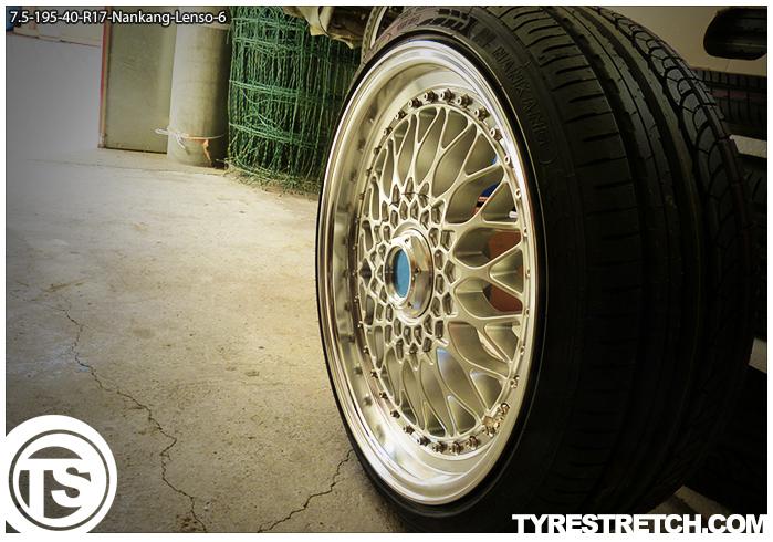 An example of tyre stretch: 195/40 R17 on 7.5J – NANKANG (LENSO)