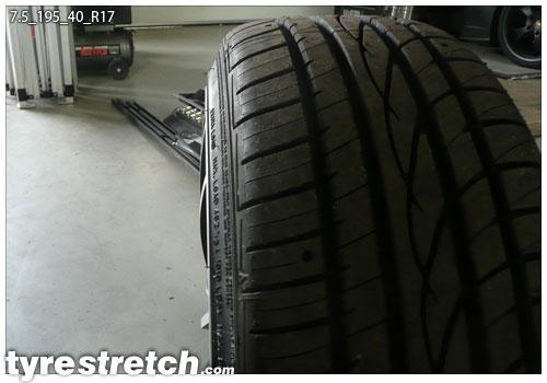 An example of tyre stretch: 195/40 R17 on 7.5J