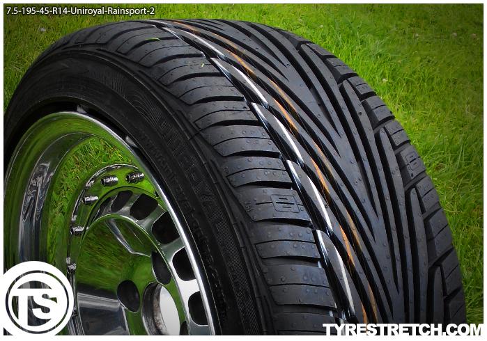 An example of tyre stretch: 195/45 R14 on 7.5J – UNIROYAL