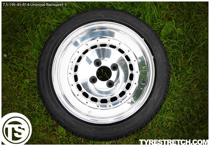 An example of tyre stretch: 195/45 R14 on 7.5J – UNIROYAL