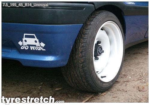 An example of tyre stretch: 195/45 R14 on 7.5J – UNIROYAL