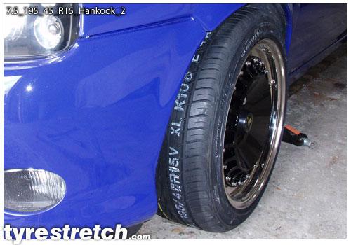 An example of tyre stretch: 195/45 R15 on 7.5J – HANKOOK