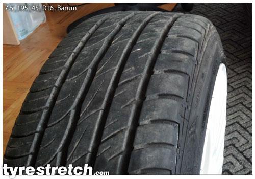 An example of tyre stretch: 195/45 R16 on 7.5J – BARUM