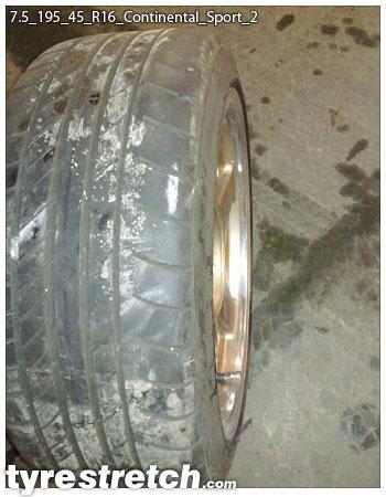 An example of tyre stretch: 195/45 R16 on 7.5J – CONTINENTAL