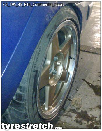 An example of tyre stretch: 195/45 R16 on 7.5J – CONTINENTAL
