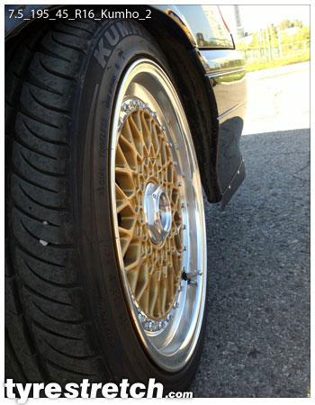 An example of tyre stretch: 195/45 R16 on 7.5J – KUMHO