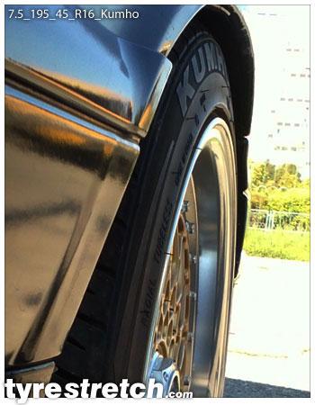 An example of tyre stretch: 195/45 R16 on 7.5J – KUMHO