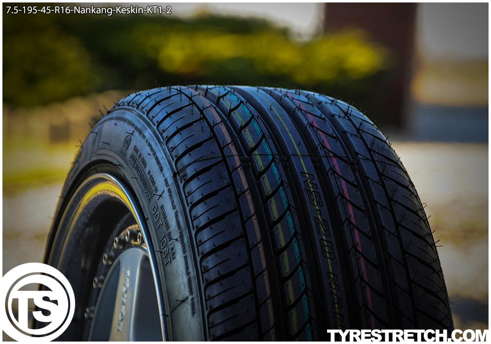 An example of tyre stretch: 195/45 R16 on 7.5J – NANKANG (KESKIN)