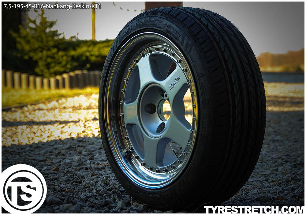 An example of tyre stretch: 195/45 R16 on 7.5J – NANKANG (KESKIN)