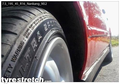 An example of tyre stretch: 195/45 R16 on 7.5J – NANKANG
